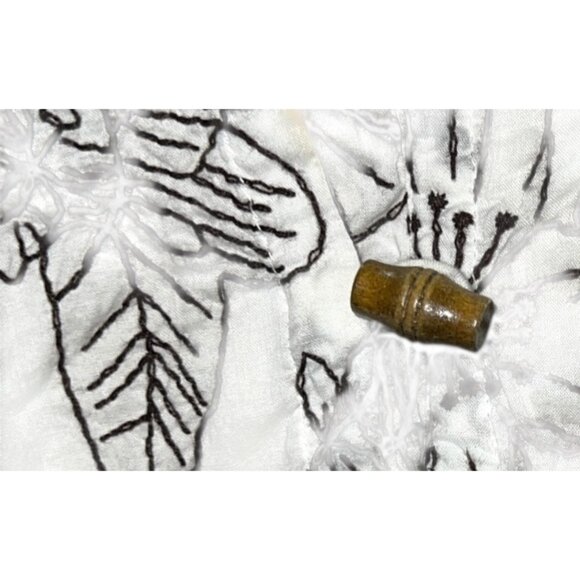 Charter Club Womens White & Black Floral Embroidered Cotton Button-Down Blouse S - Picture 9 of 13